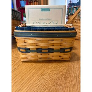 Longaberger 1997 Collector's Club Basket – Blue/Green Weave – Leather‎ Handles
